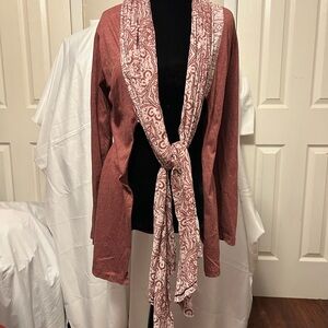 Chic Rust Blouse with Patterned Scarf